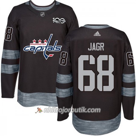 Män Ishockey Washington Capitals Tröja Jaromir Jagr 68 1917-2017 100th Anniversary Adidas Svart Authentic